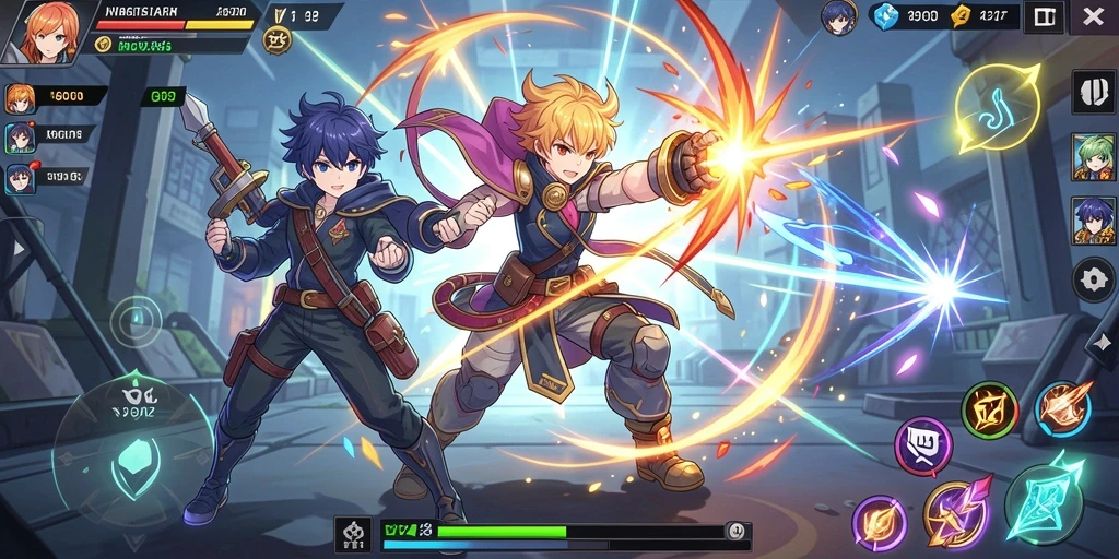 Gambar skenario pertempuran yang dramatis.